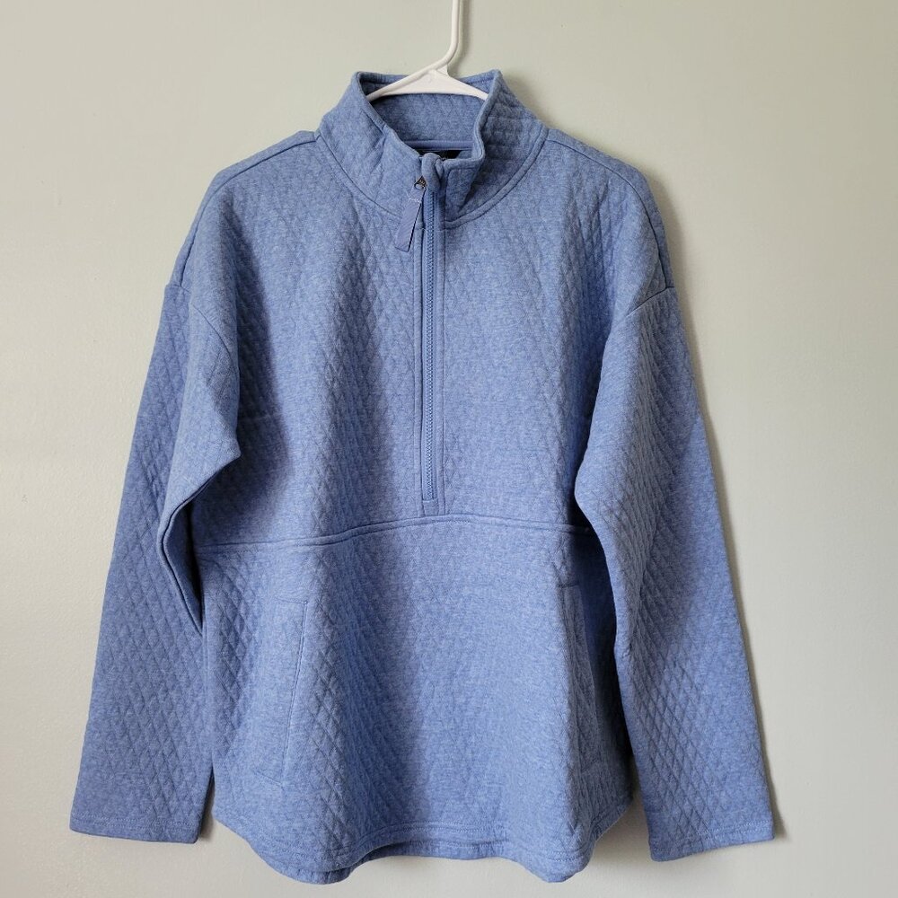 Eddie Bauer Blue Sweater Women's Quilted 1/2 Zip Heathered Pullover NWT